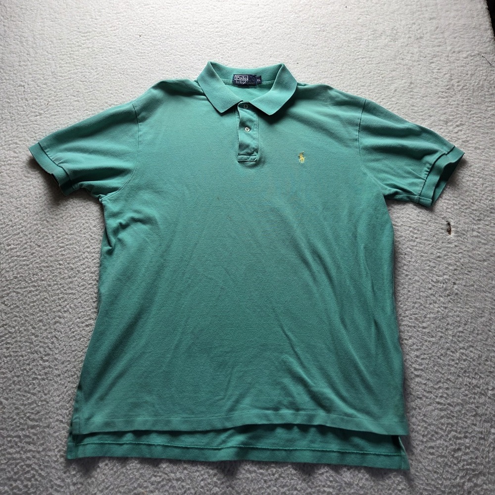 Polo By Ralph Lauren Polo Shirt Mens XL Green Solid 100% Cotton Knit Top